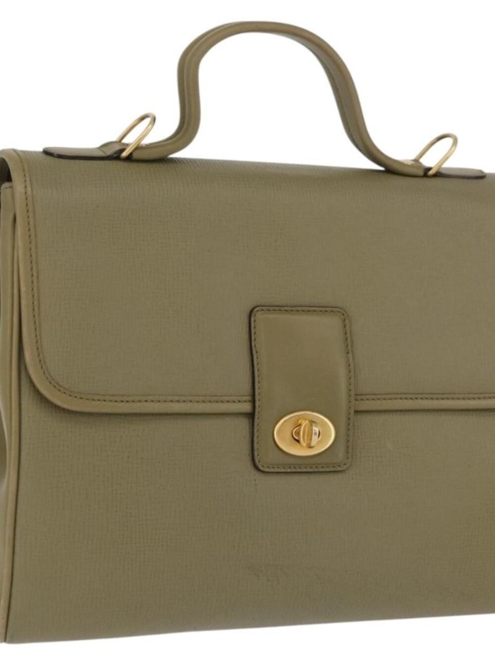 GUCCI Hand Bag Leather Green Gold Auth YKZ715